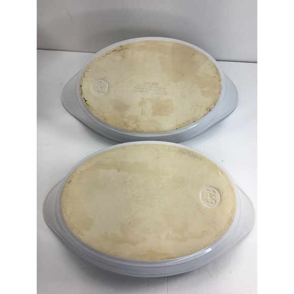 Set of 2 Maxam Italian Daisy 10 3/4" Augratin Gratin Baking Dishes Oven to Table - Picture 4 of 5